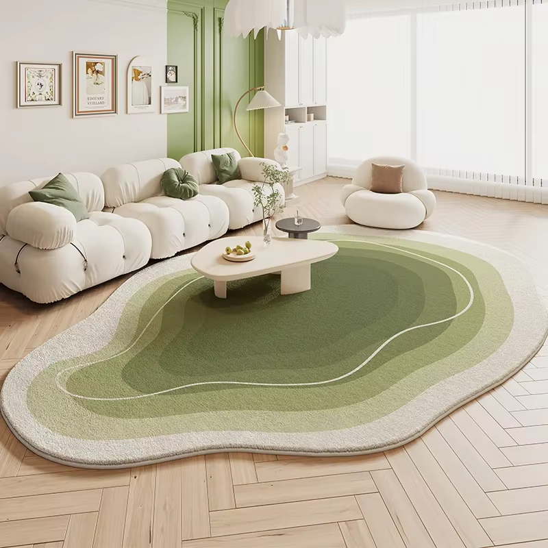 Tapis crème vert pour chambre à coucher