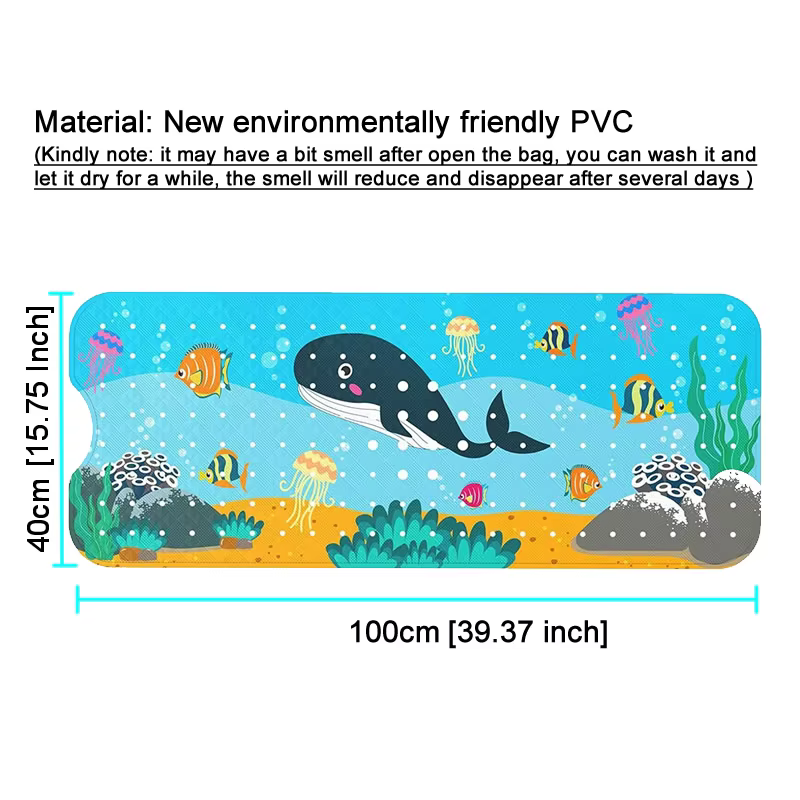 Tapis de bain antidérapant long en forme de bande dessinée