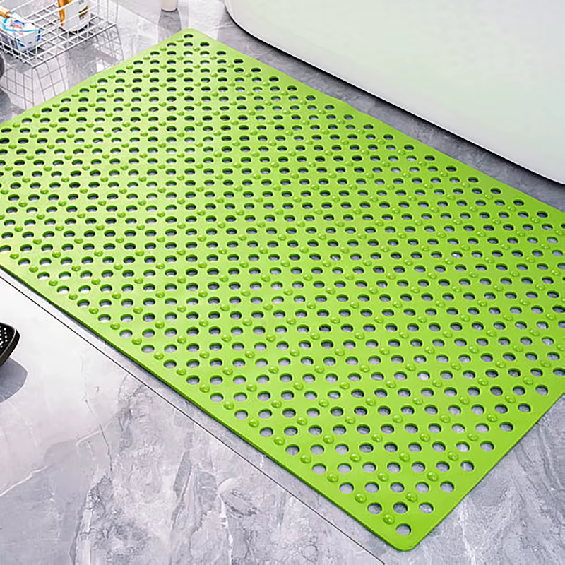Tapis de bain antidérapant en caoutchouc anti-moisissure avec trous de drainage
