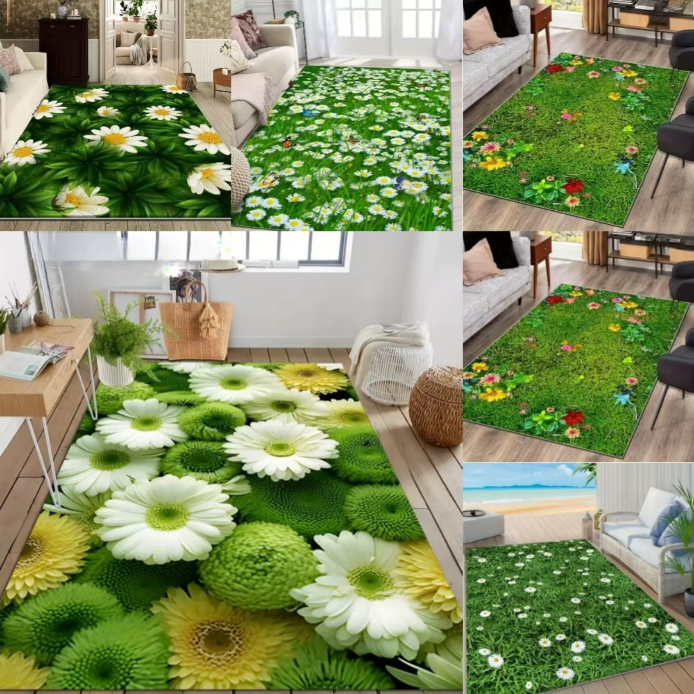 Tapis de sol imprimé fleurs de marguerite fraîches