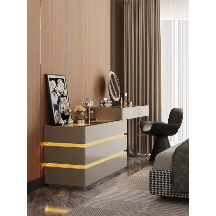 Commode de luxe légère italienne, armoire de poitrine intégrée, table de maquillage pour chambre principale, coiffeuse simple et moderne pour bijoux