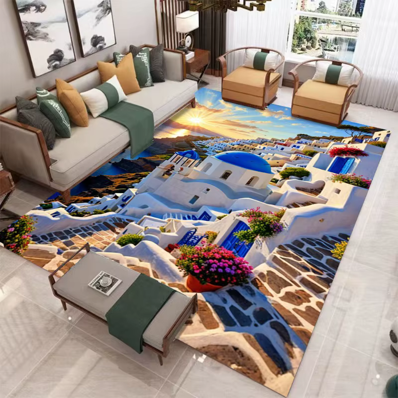 Tapis 3D réaliste Santorin & Snow Mountain