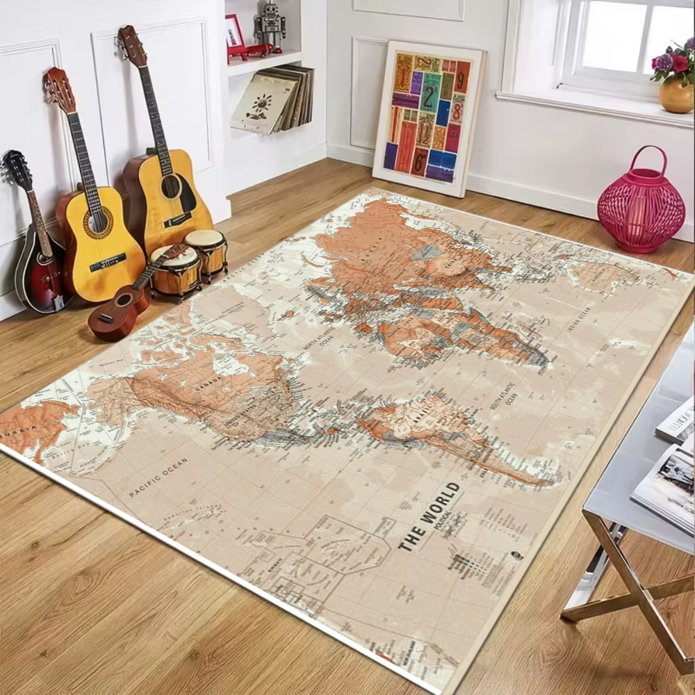 Tapis imprimé carte du monde