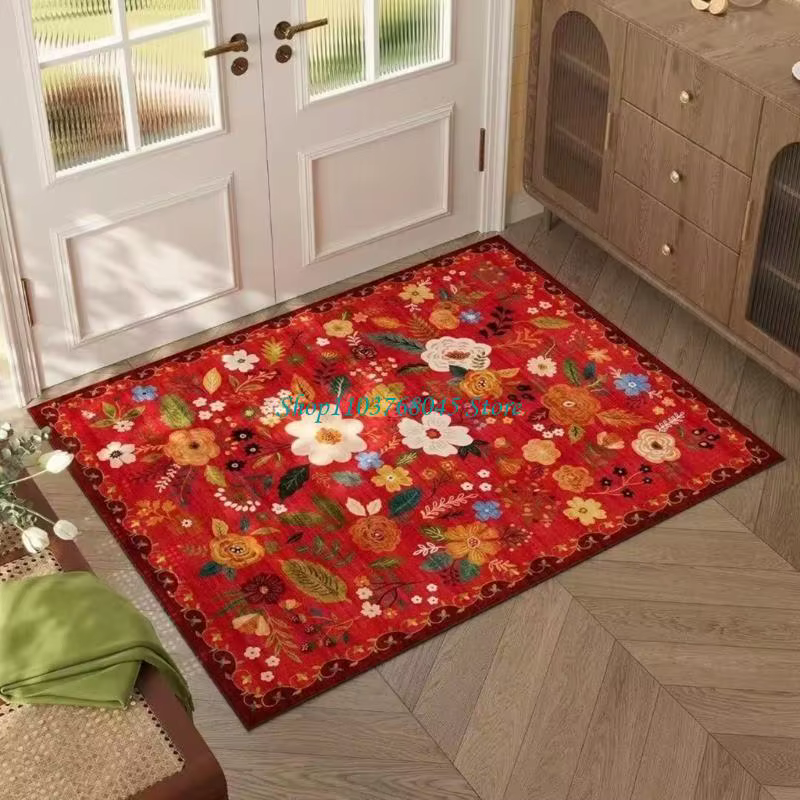 R53F Tapis zone facile à nettoyer avec floral vintages tapis pour entrées