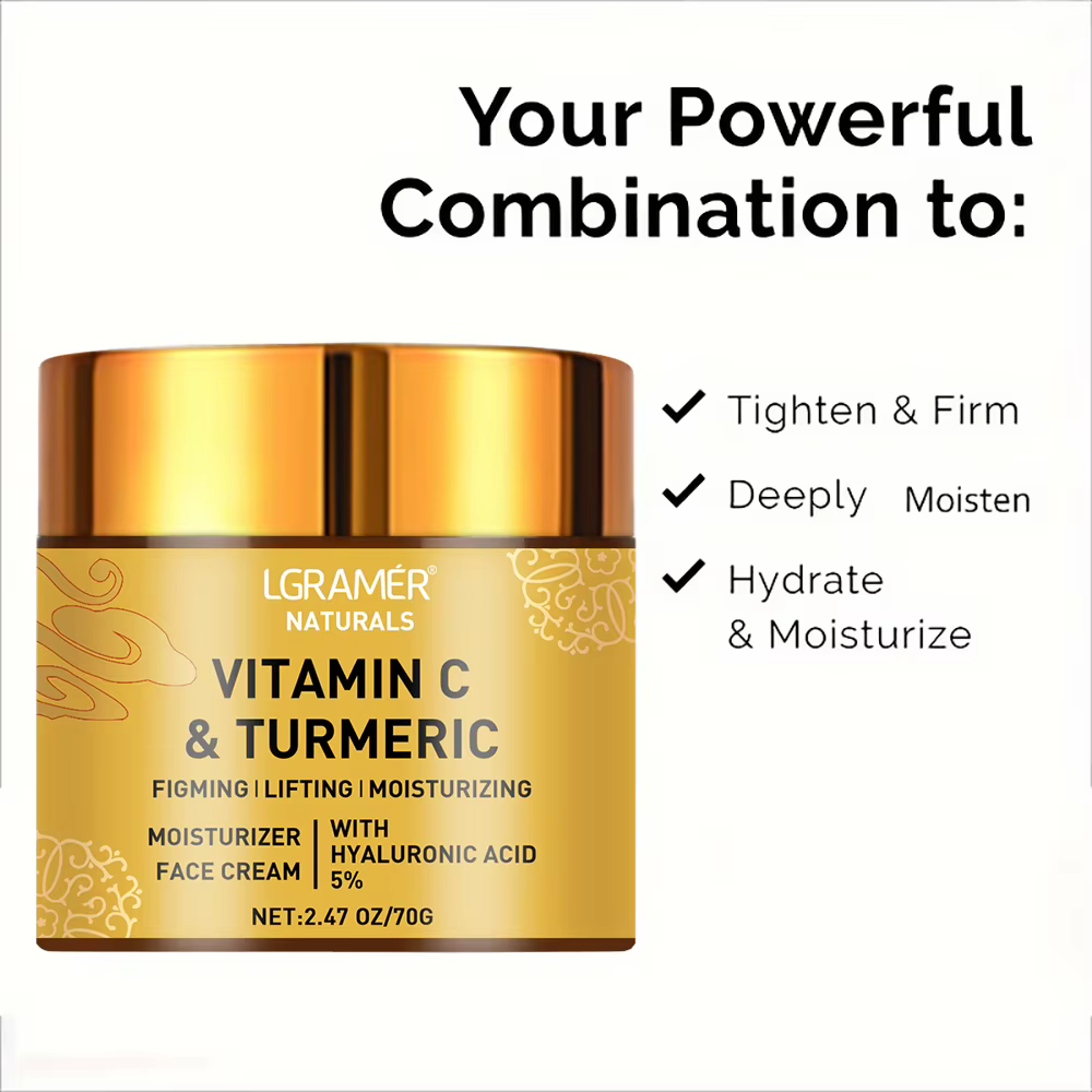 Crème pour le visage à la vitamine C au curcuma, rétinol, hydratant, raffermissant, hyaluronique, éclaircissant, réparateur, lisse, soins de la peau, crèmes blanchissantes