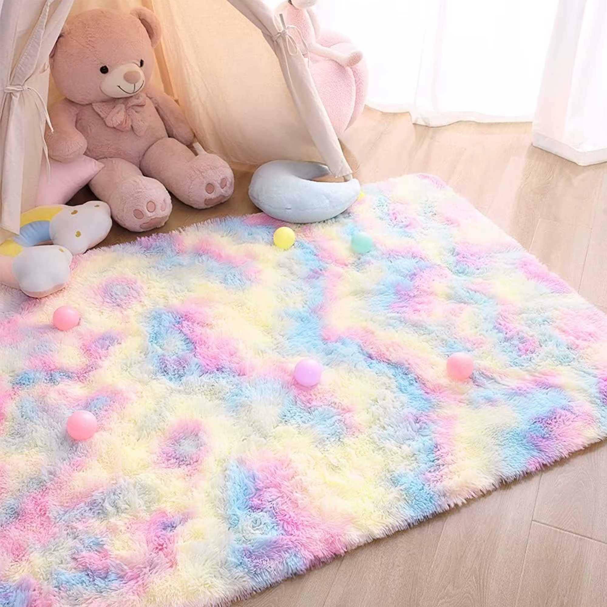 Tapis pour enfants fille arc-en-ciel couleurs
