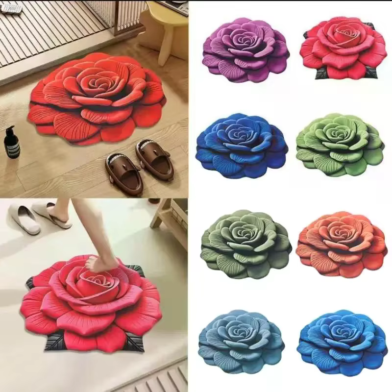 Tapis à fleurs, tapis de sol pivoine douce de forme spéciale