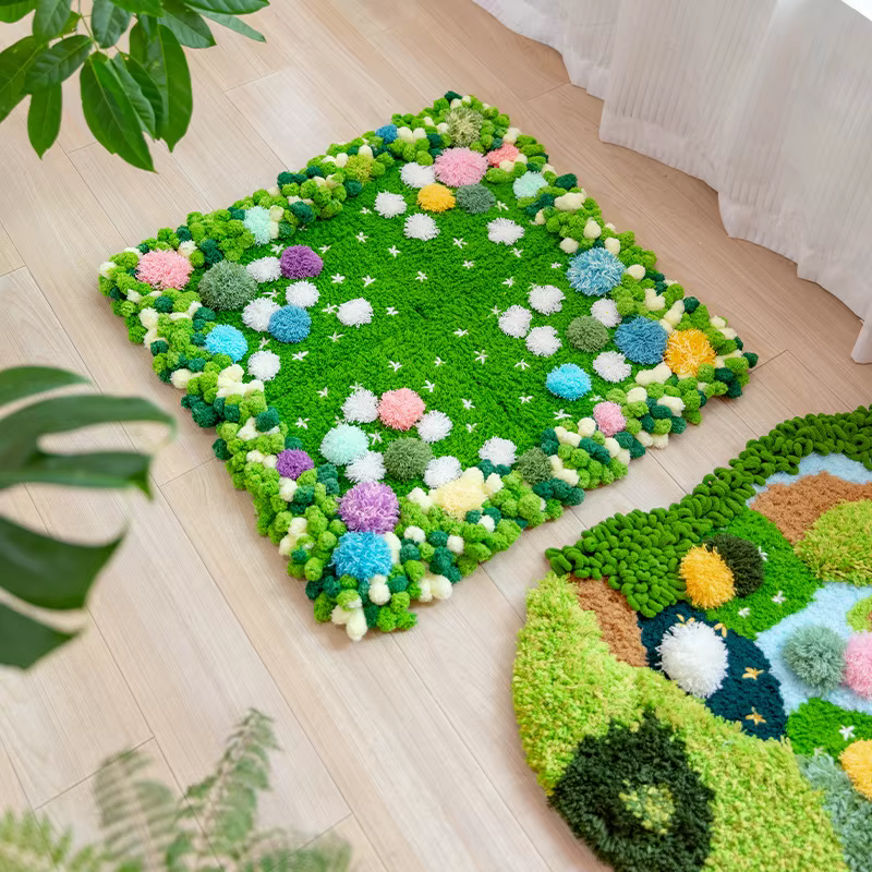 Tapis en mousse vert fait à la main bricolage