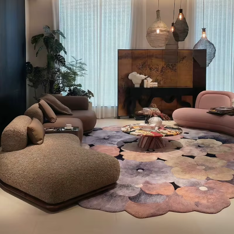 Tapis irrégulier style français pour chambre à coucher