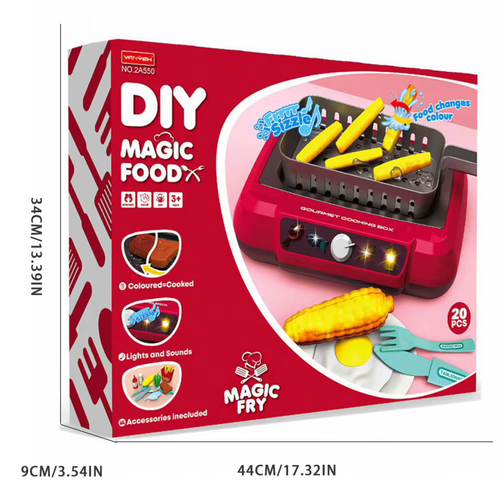 Jouets de cuisine à couleur changeante, boîte de cuisine gastronomique, jouet avec lumière, ensemble de jeu de Simulation, accessoires de cuisine, cadeau pour enfants, 20 pièces