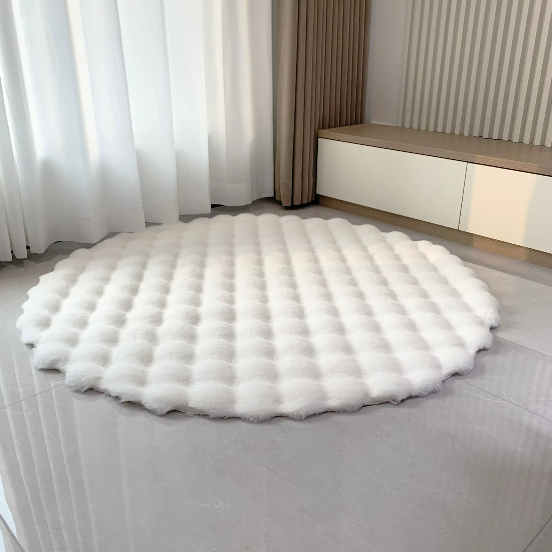 Lapin mousse velours tapis rond moelleux