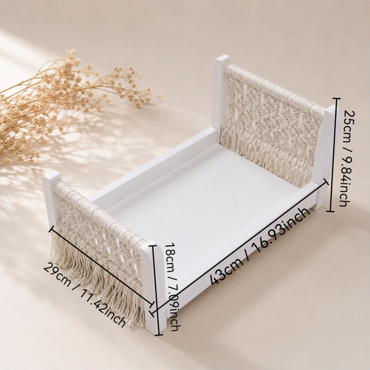 Accessoires de photographie pour nouveau-nés, mini lit en bois, mobilier pour séance photo de bébé, lit détachable en corde tressée style bohème pour la photographie en studio