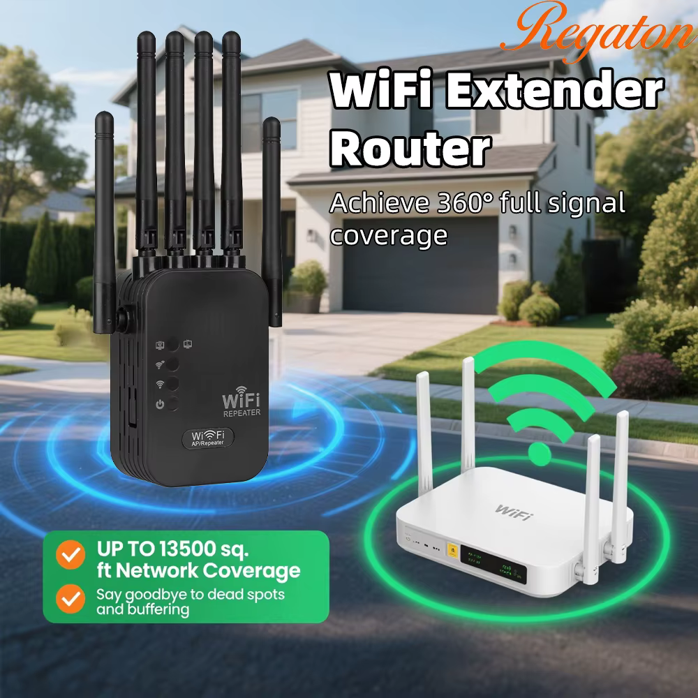 Répéteur WiFi 5G sans fil 1200 Mbps, routeur amplificateur de signal WiFi double bande longue portée 5 GHz