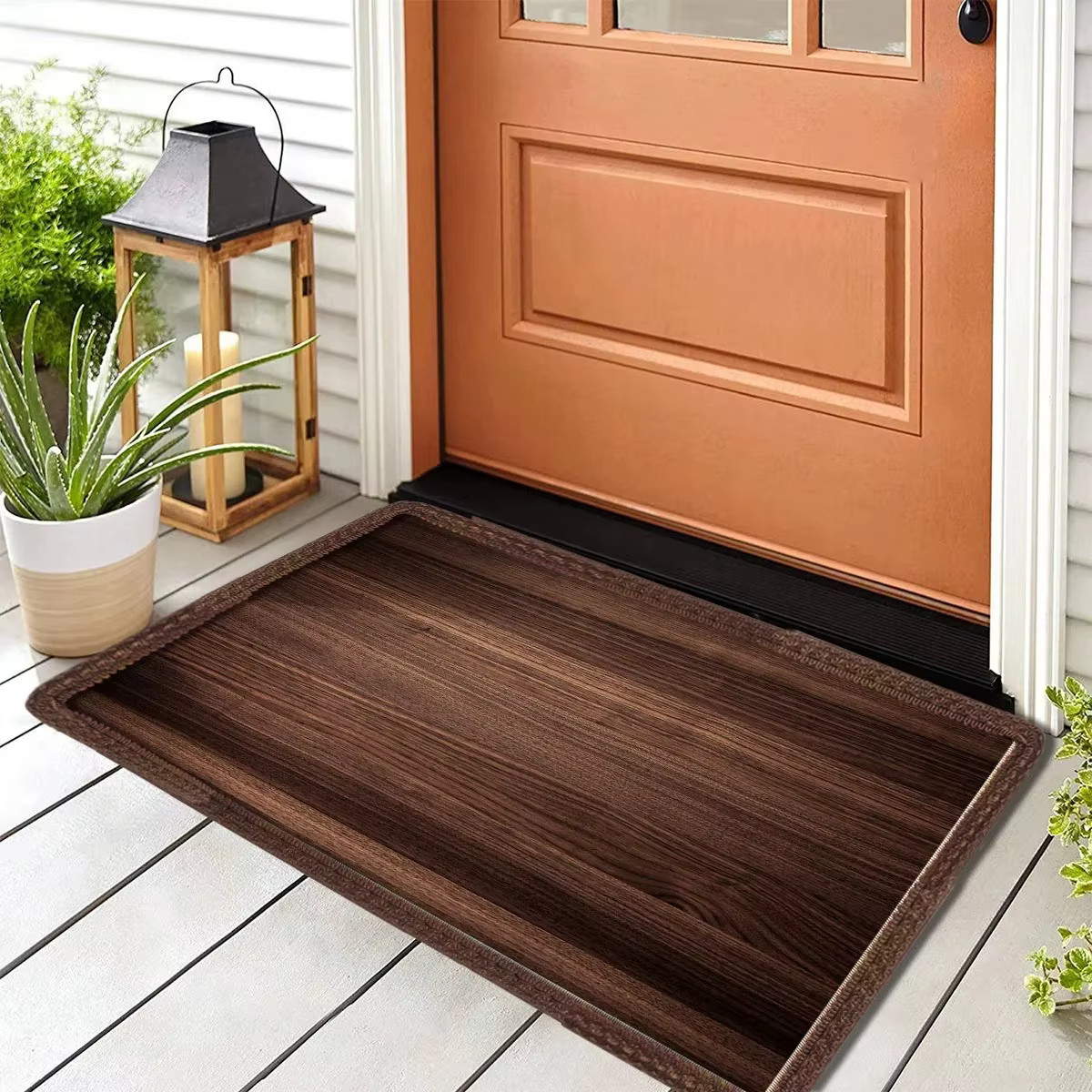 Ensemble de tapis de porte à motifs en bois