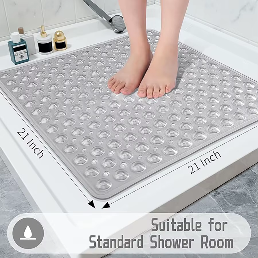 Tapis de bain carré, tapis de bain antidérapant avec ventouses