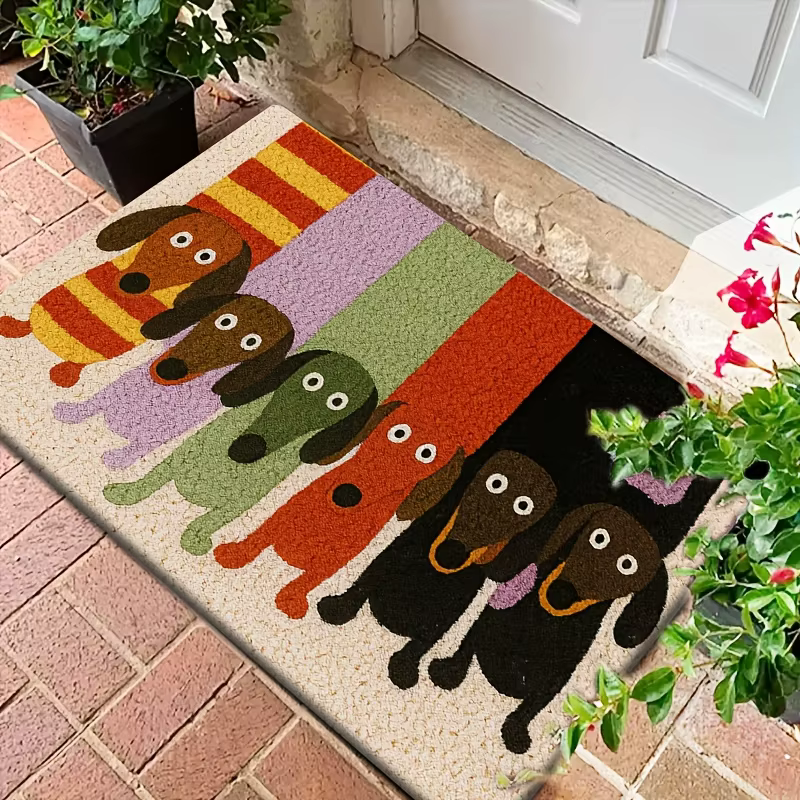 VIKAMA Tapis de bienvenue antidérapant et lavable avec motif de teckel de dessin animé pour la cuisine