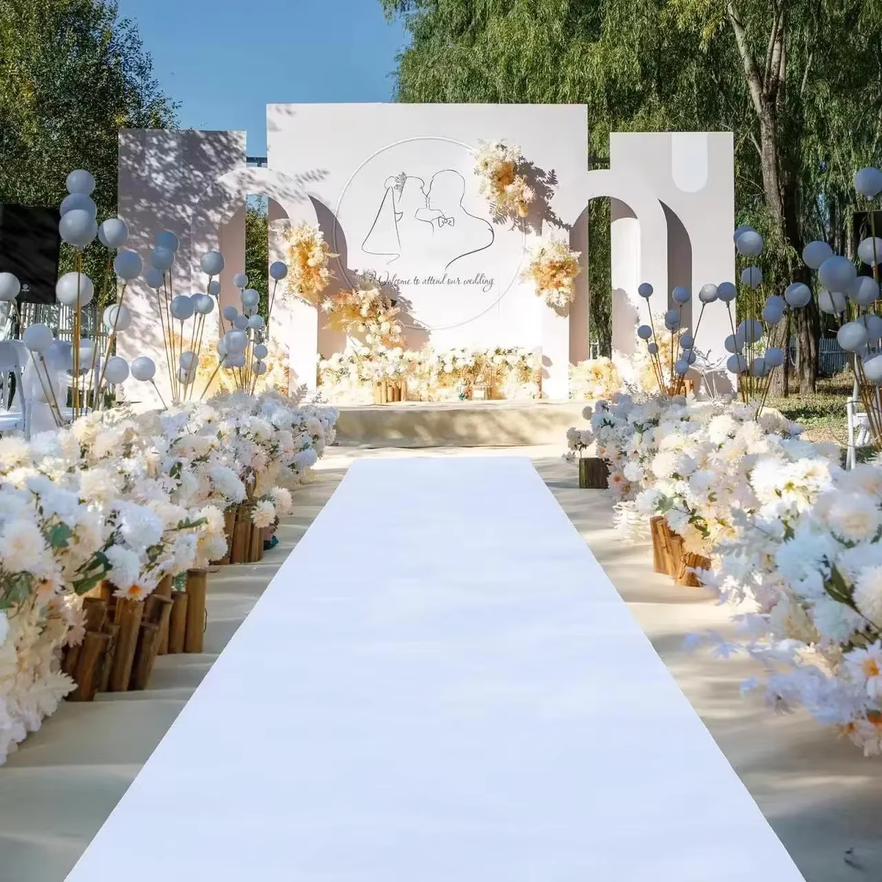 Tapis blanc de couloir intérieur et extérieur