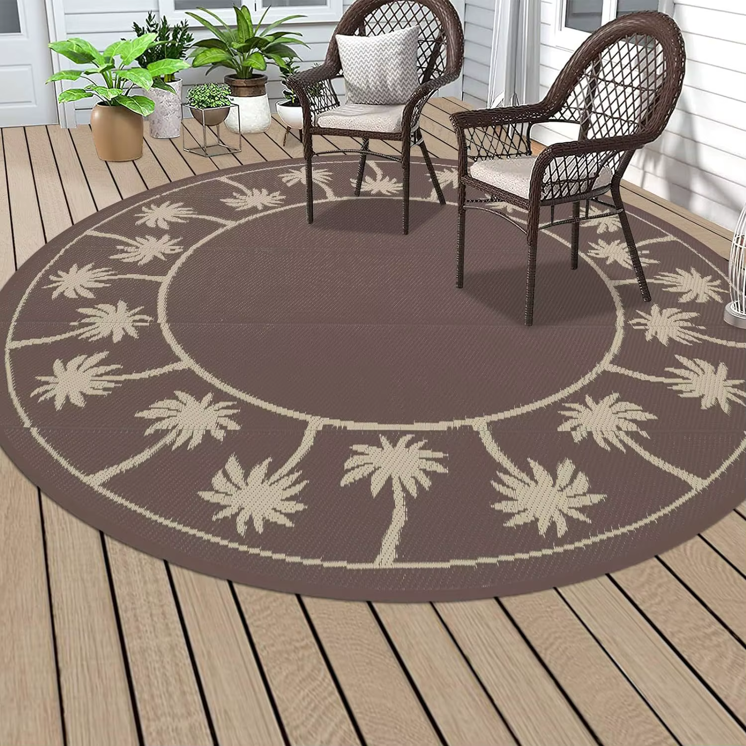 Tapis d'extérieur rond imperméable antidérapant