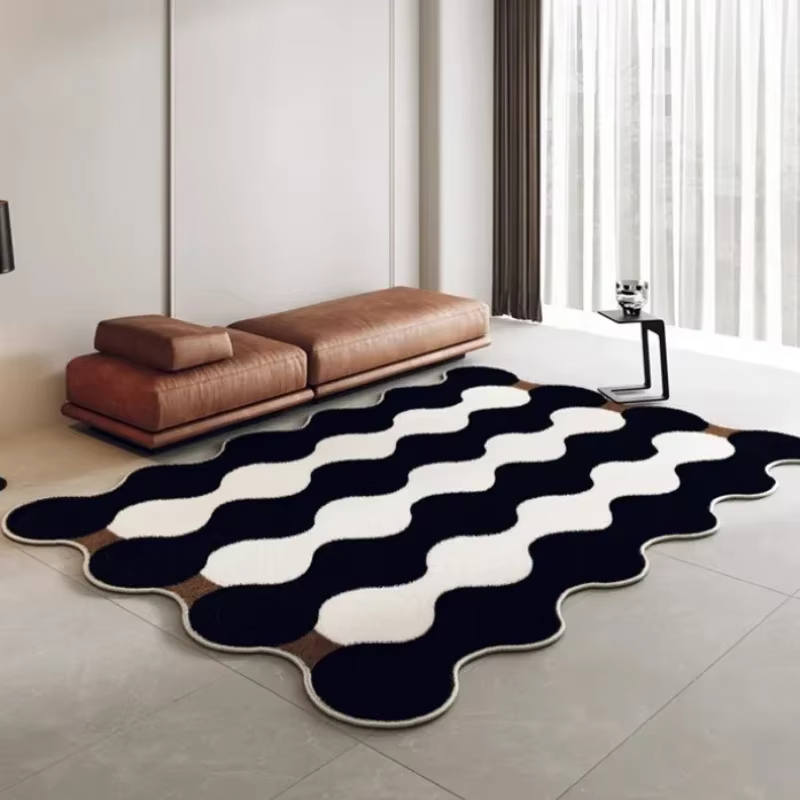 Tapis d'art minimaliste irrégulier de grande surface