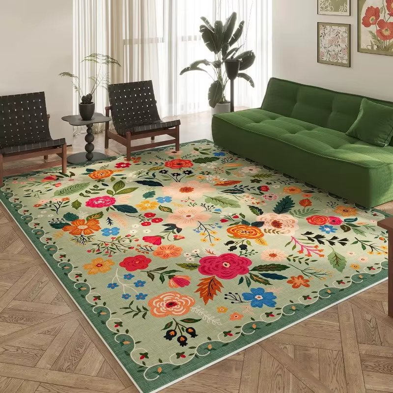 Tapis pour salon rétro Floral grande surface