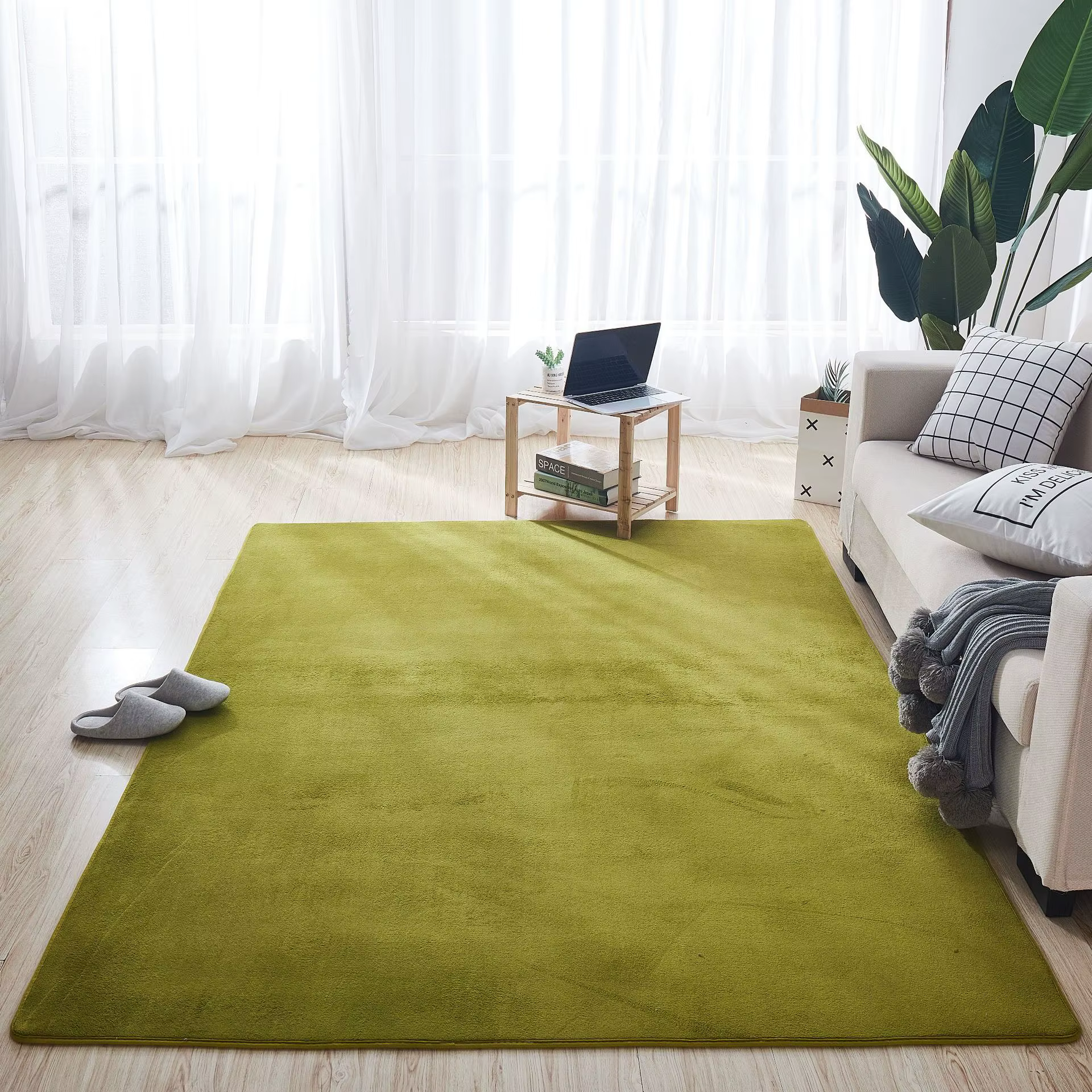 Tapis en velours de corail de couleur unie