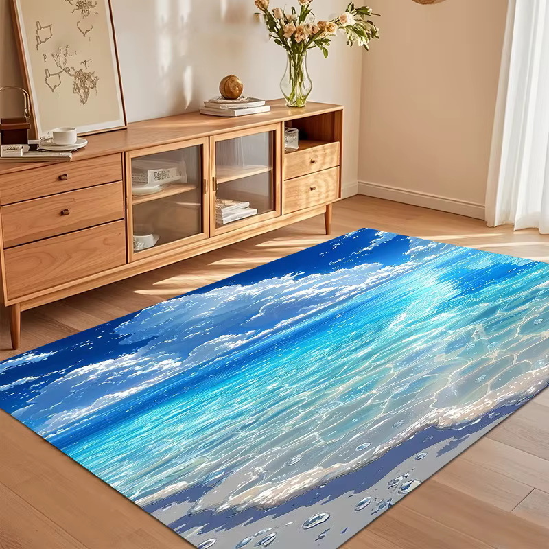 Tapis de sol Ocean Wave antidérapant et lavable pour salon
