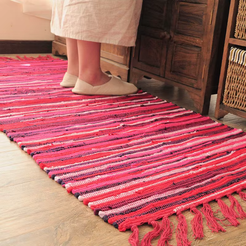 Tapis nordique en coton et lin