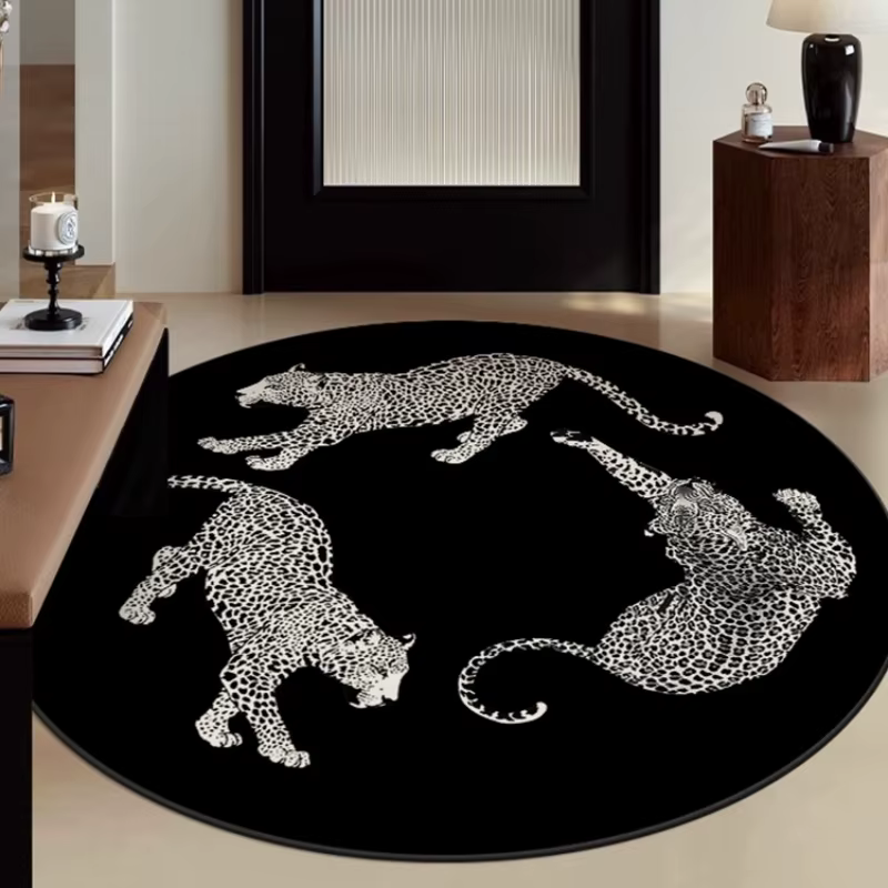 Tapis rond épais en peluche pour décoration de chambre à coucher