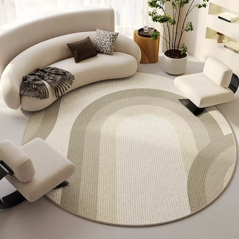 Tapis rond de style beige pour toute la maison
