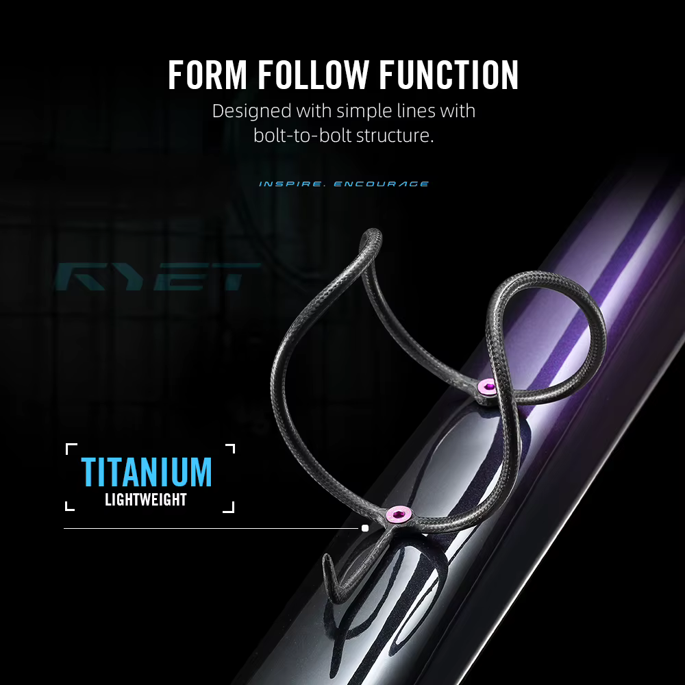 Porte-bidon en carbone RYET 5,8 g avec boulons en titane, carbone haute performance HM, finition brute, diamètre 74 mm, pour vélo