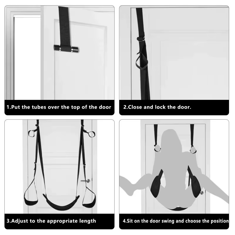 Balancelle de porte pour couples adultes, pour divertissement et positions intimes, avec sangle réglable et siège de retenue bondage