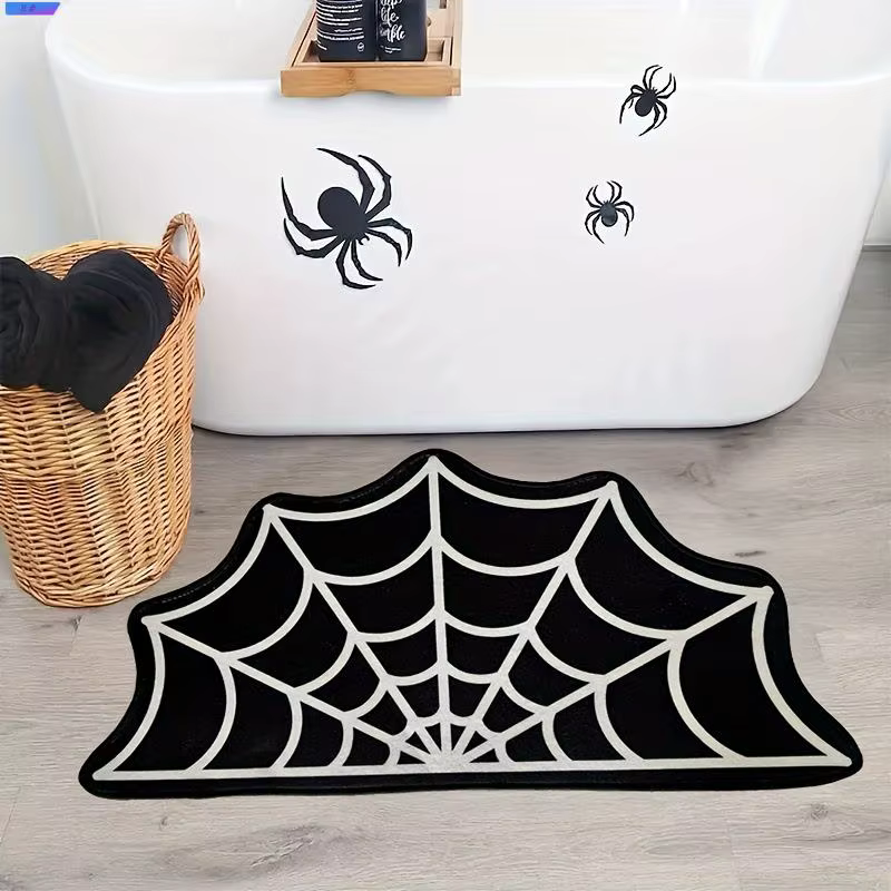 VIKAMA Tapis anti-dérapant en forme d'araignée noire pour Halloween