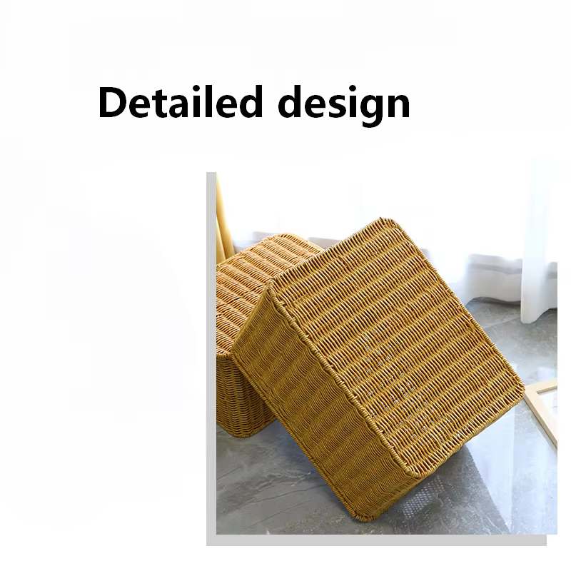 Nouvelle boîte de rangement - Chambre à coucher avec couvercle - Boîte organisatrice de vêtements - Imitation rotin tressé - Panier de rangement