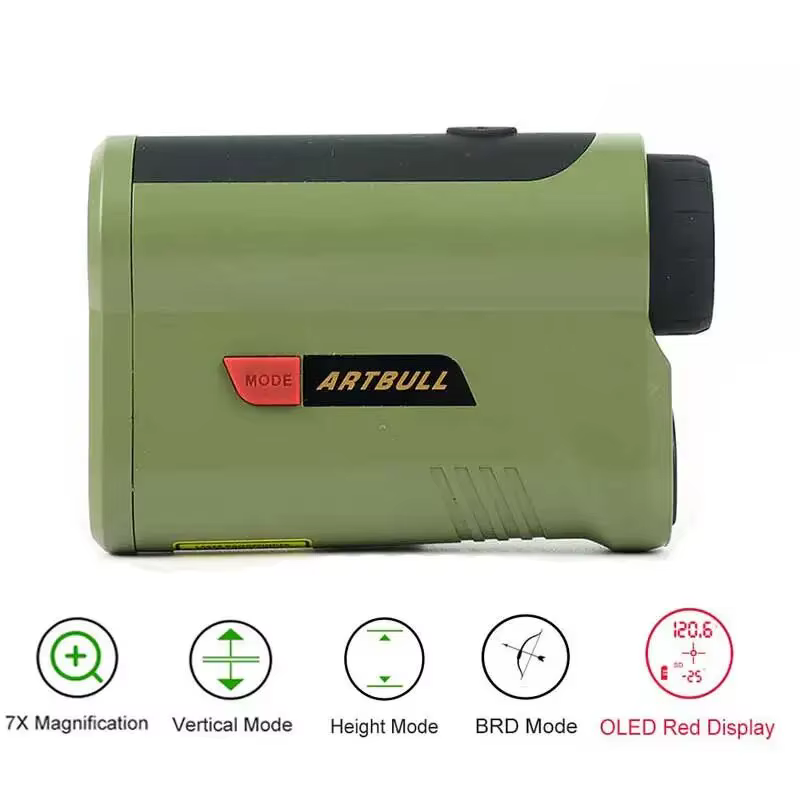 Télémètre laser à affichage rouge OLED pour la chasse, 1200, 2000 verges avec amplification 7x, compteur longue distance, extérieur