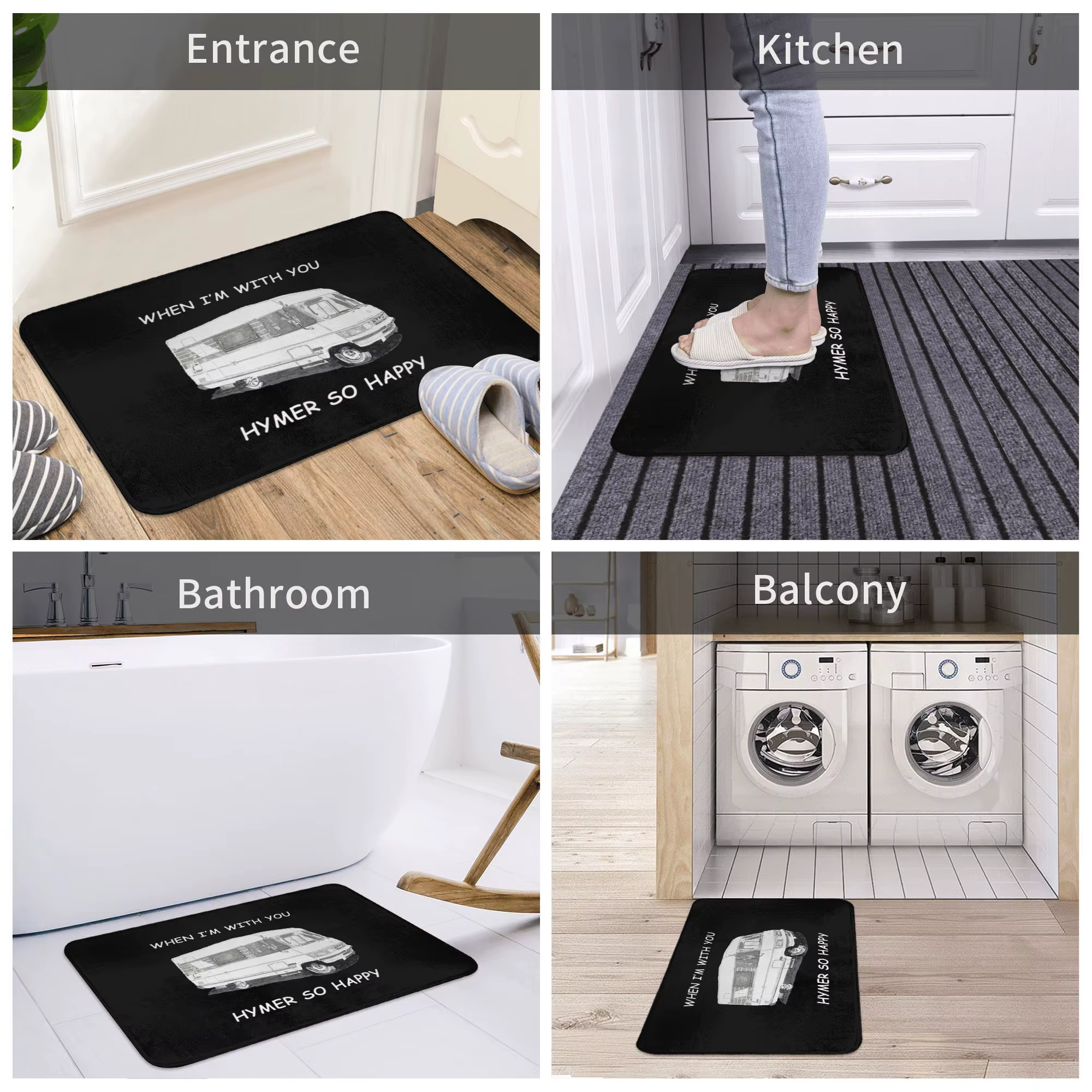 Quand je suis avec vous Hymer so happy paillasson antidérapant tapis de sol