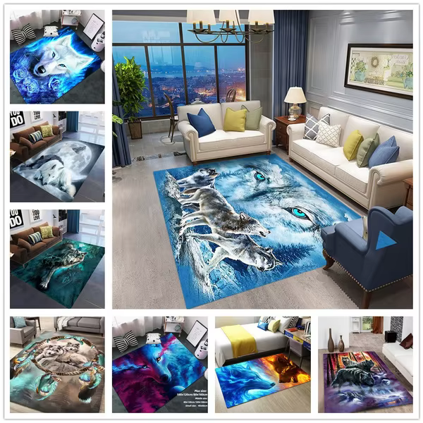 Tapis motif loup imprimé pour porte
