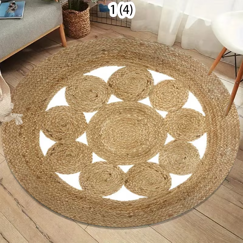 Tapis rond en jute naturel style bohème
