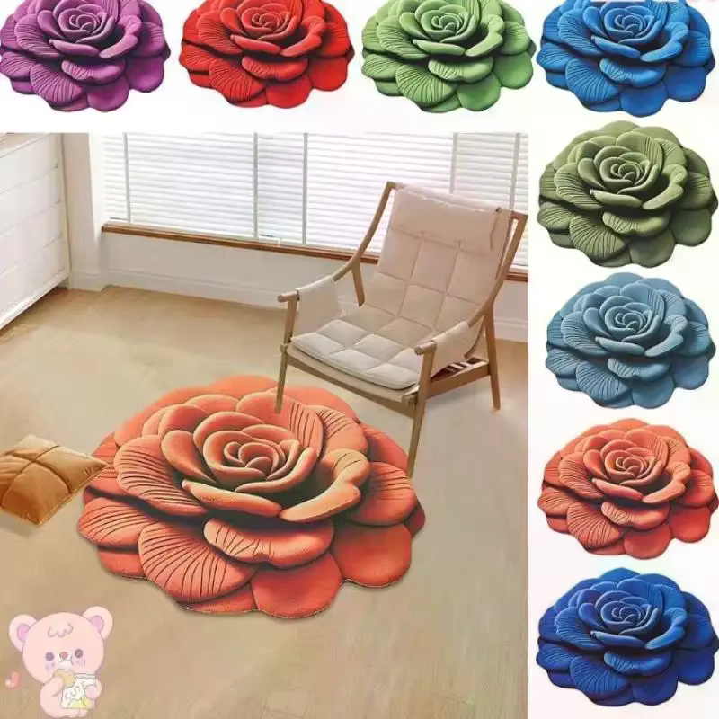 Tapis à fleurs, tapis de sol pivoine douce de forme spéciale