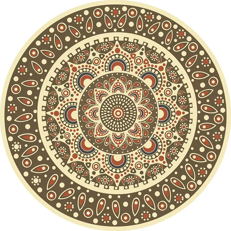 Polymères de sol Ethnic Persian Mandala Round Lea