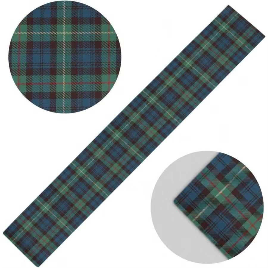 Chemin de table à motif tartan | Plaid noir bleu | Décor extérieur et d'automne | Polyvalent pour chambre à coucher et table à manger (impression plate)