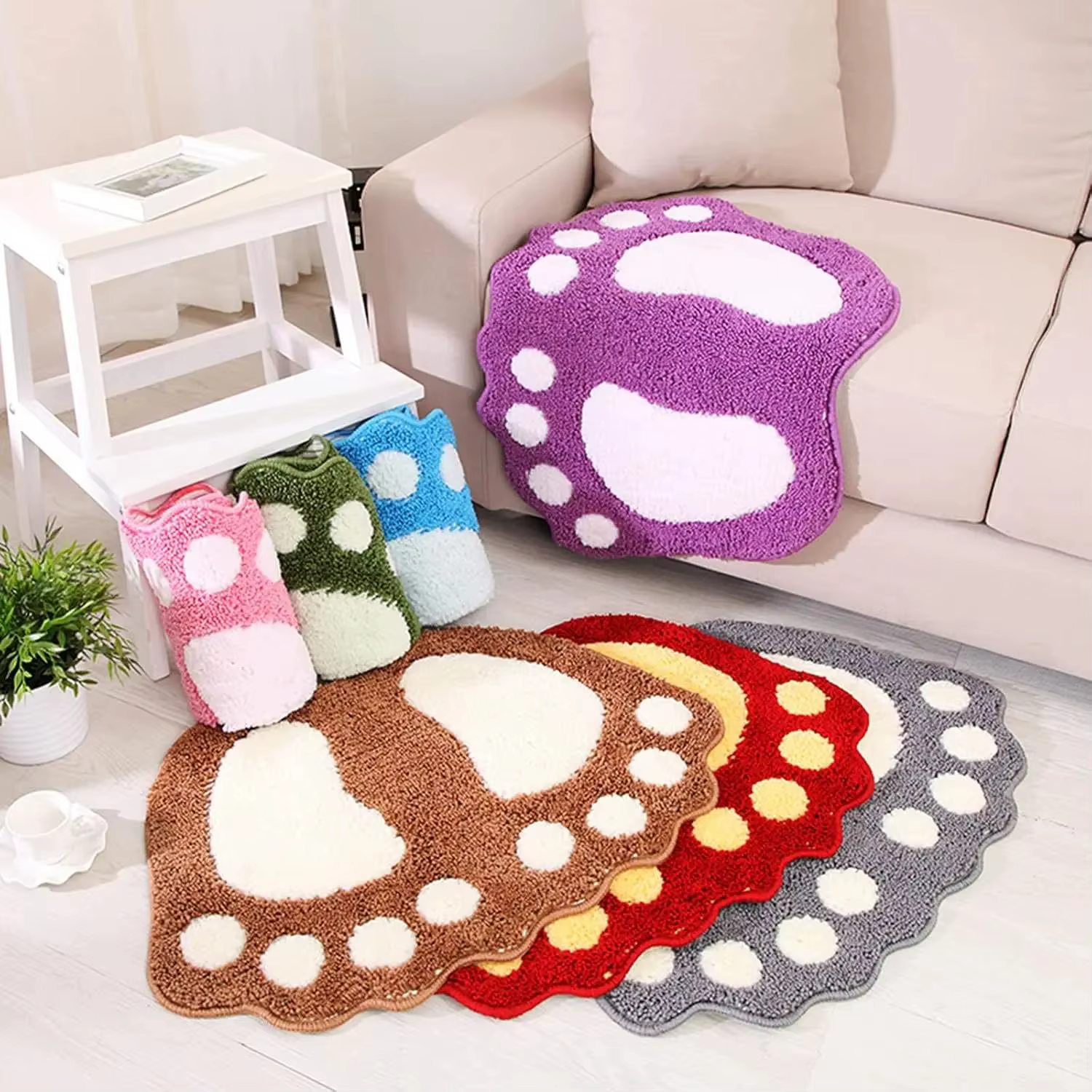 Tapis de bain à gros pieds avec empreintes mignonnes