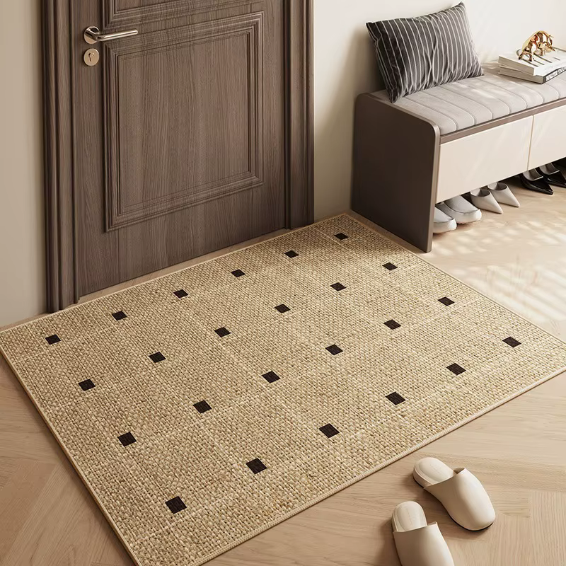 Paillasson géométrique moderne en damier, tapis d'entrée noir et Beige avec tapis de sol antidérapant pour porche, entrée, décoration de maison ​