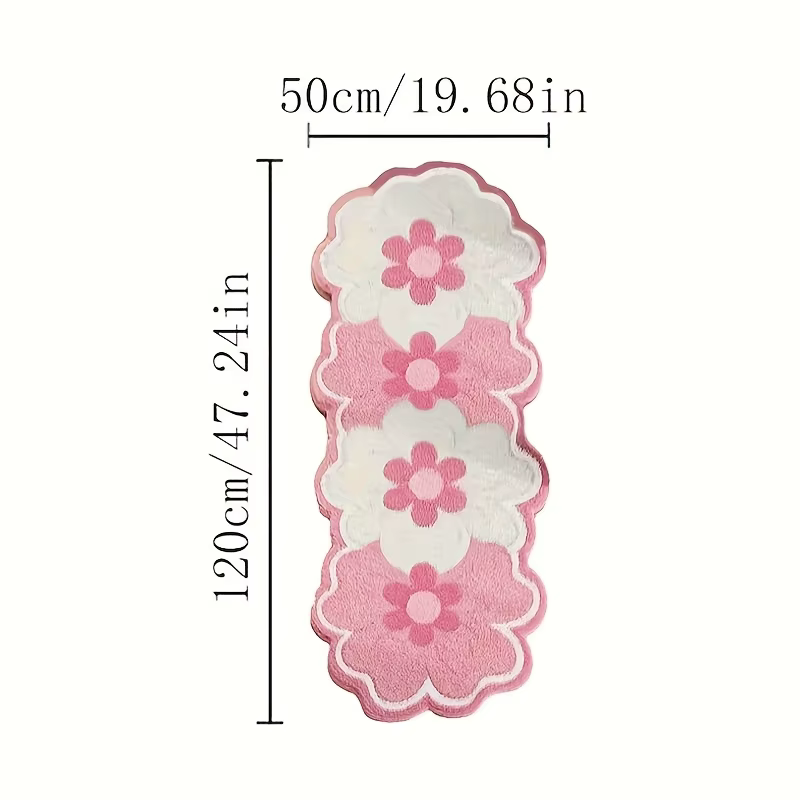 VIKAMA Tapis de chevet en forme de fleur rose