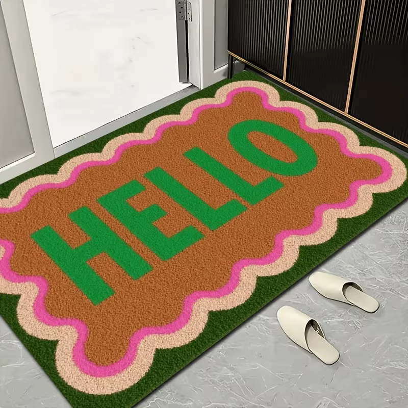 Tapis d'entrée en fibre de coco avec motif de chat de dessin animé