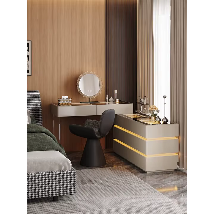 Commode de luxe légère italienne, armoire de poitrine intégrée, table de maquillage pour chambre principale, coiffeuse simple et moderne pour bijoux