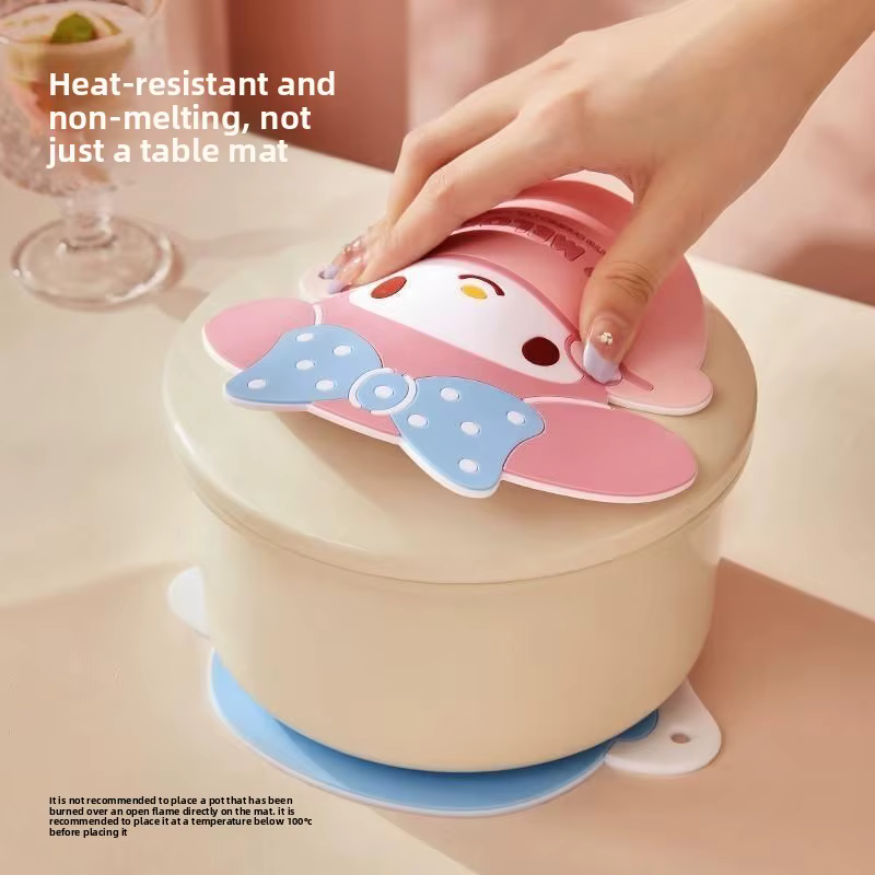 Tapis de cuisine en silicone antidérapant rose lapin Kawaii
