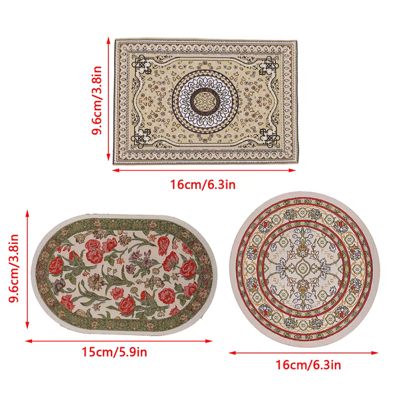 Tapis de couverture de sol de style turc, jouet de courses, maison l'inventaire, rond, carré, polymères de sol, modèle de bricolage, décor de chambre et de salon, 1PC