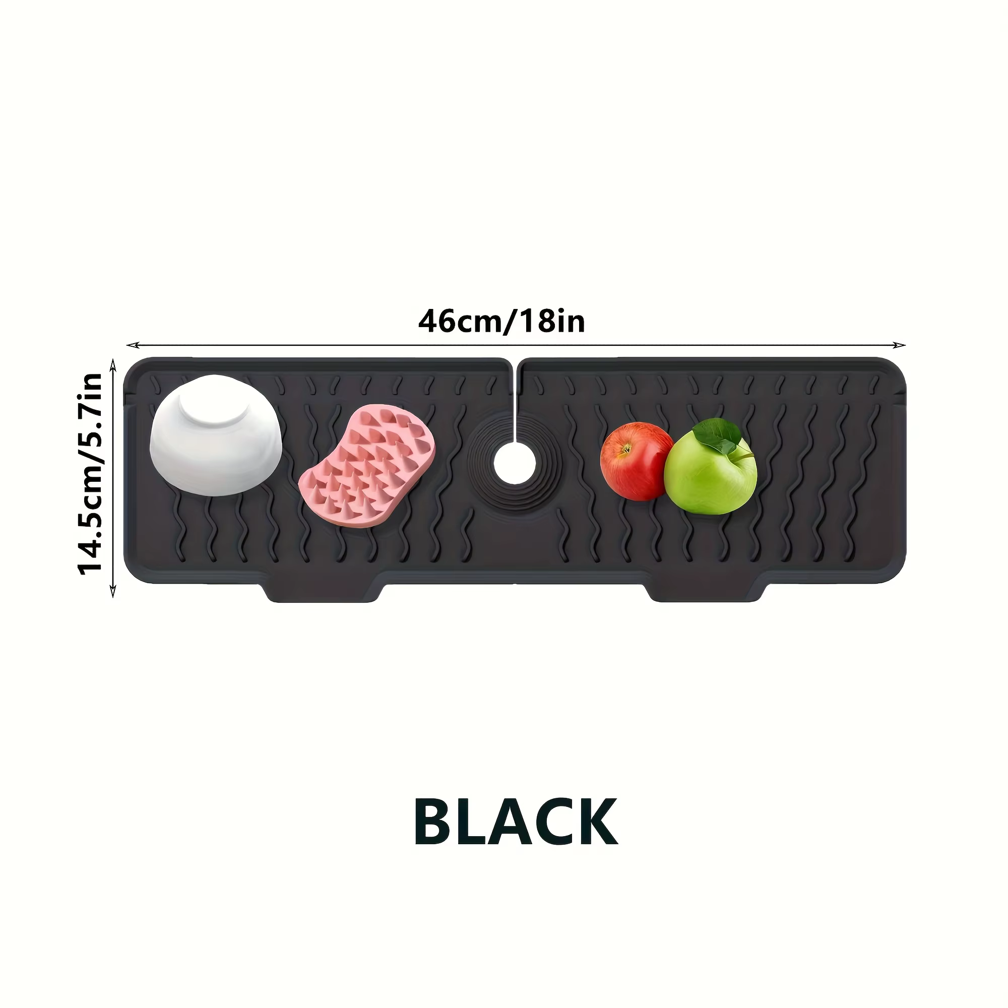1 tapis d'évier antidérapant robuste | Matériau en silicone pliable gris/noir