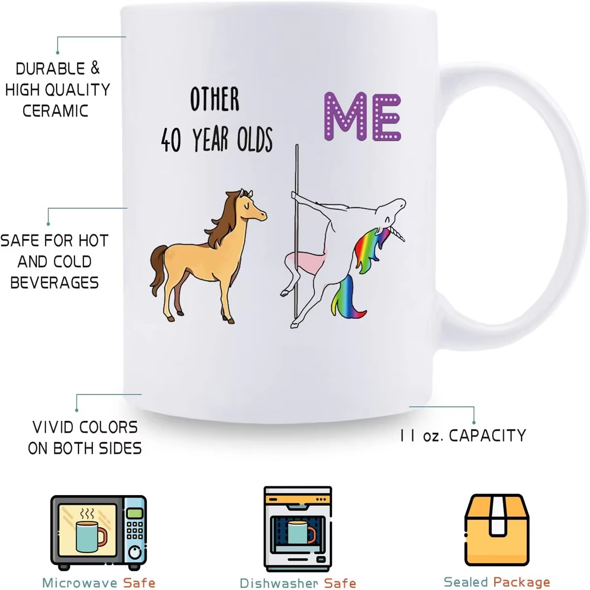 Tasses à café fantaisie pour femmes, cadeaux d'anniversaire drôles, cadeaux de Noël, 40e anniversaire, 11 oz, 1984