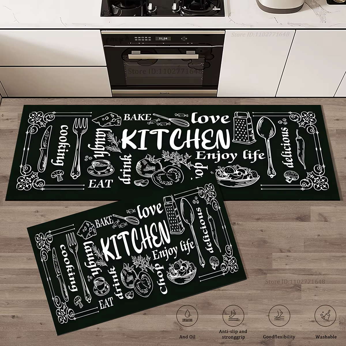 Tapis de sol de cuisine en grain de bois